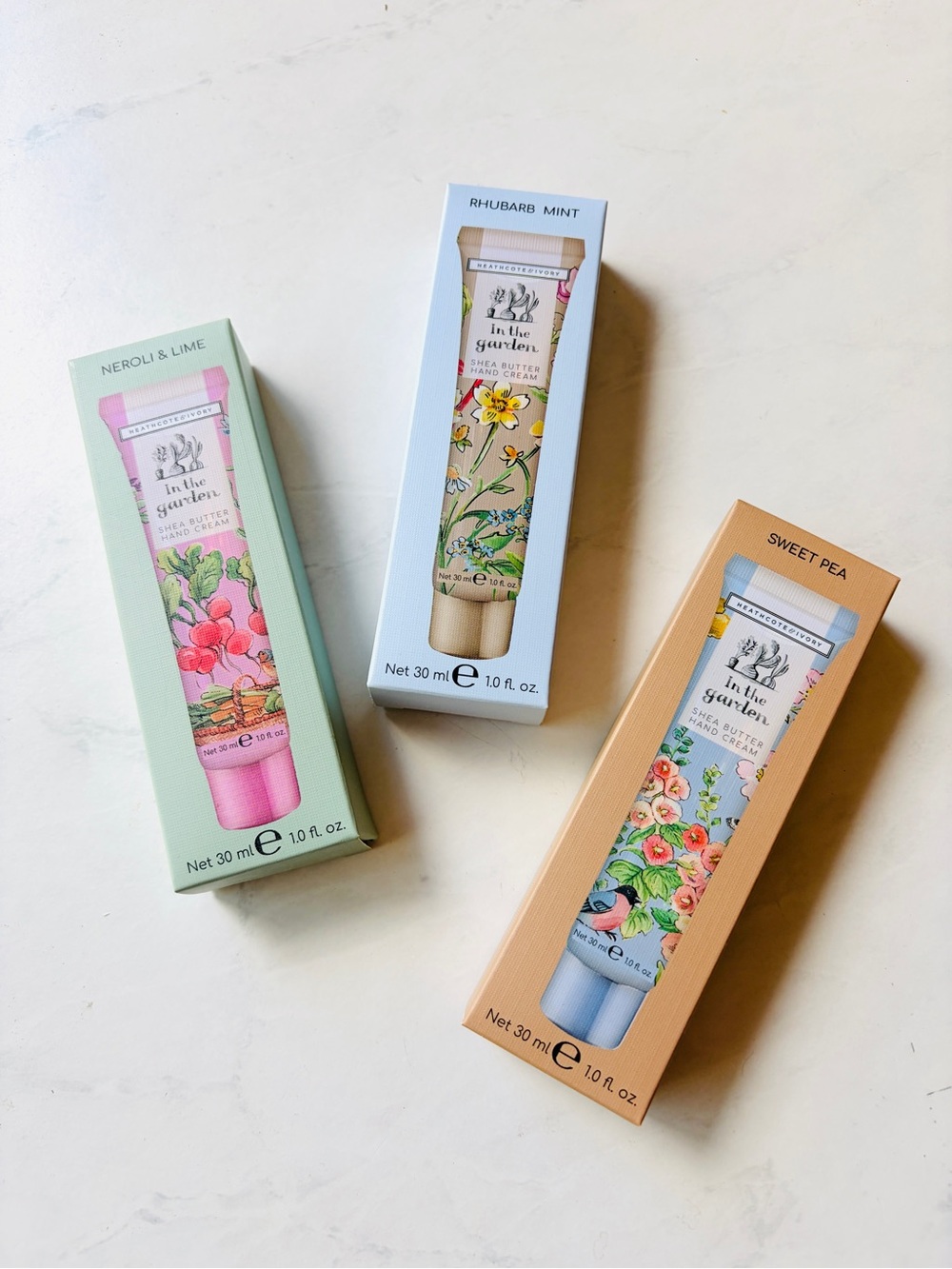 NEW Shea Butter Hand Cream Trio, Neroli & Lime, Rhubarb Mint, Sweet Pea